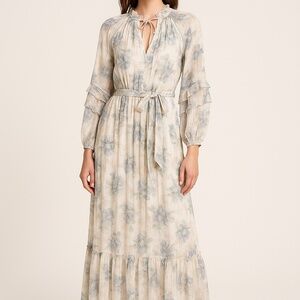 BCBGMAXAZRIA Floral Ruffle Maxi Dress – Size S